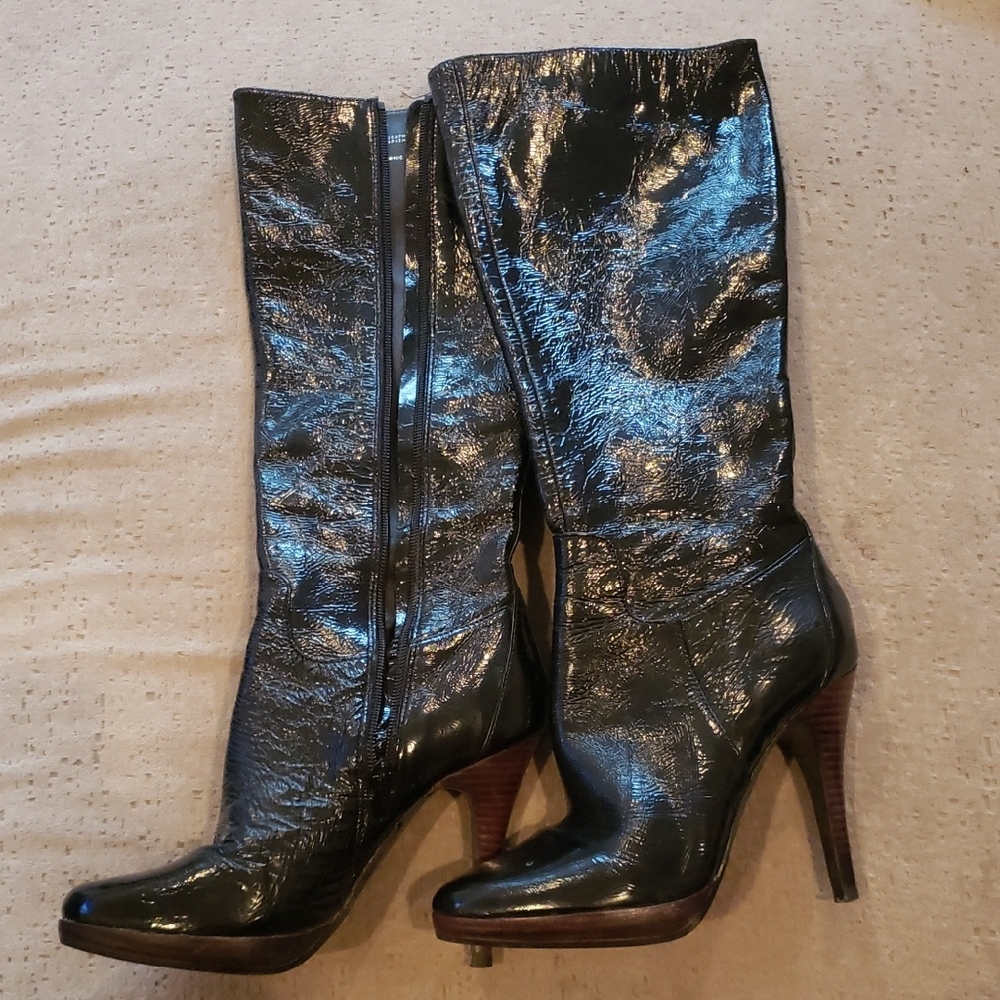 Aldo Shiny Black Heeled Boots